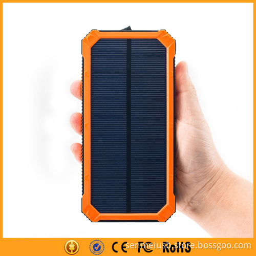 2W Solar Panel 15000mAh Solar Power Bank with Carabiner LED